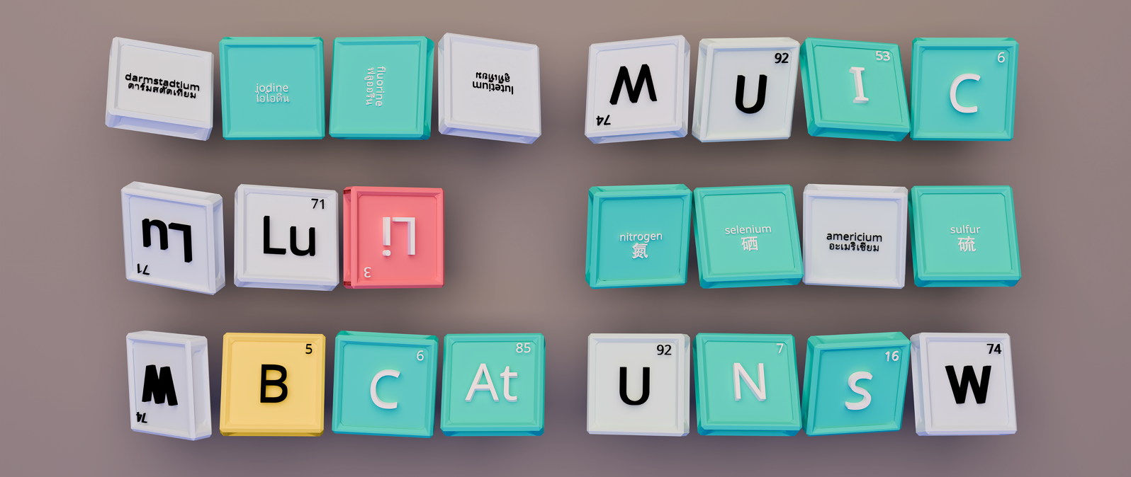 Customisable three-dimensional periodic-table element blocks